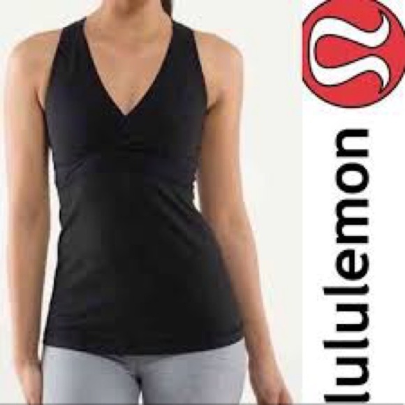 Lululemon Black Luxtreme Surplice Racerback Deep Breath Tank - Picture 1 of 4